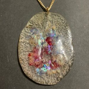 Large Gold Galaxy Resin Handmade pendant necklace